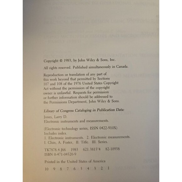1983 Electronic Instruments And Measurements By Larry Jones & A. Foster Chin - Picture 3 of 5